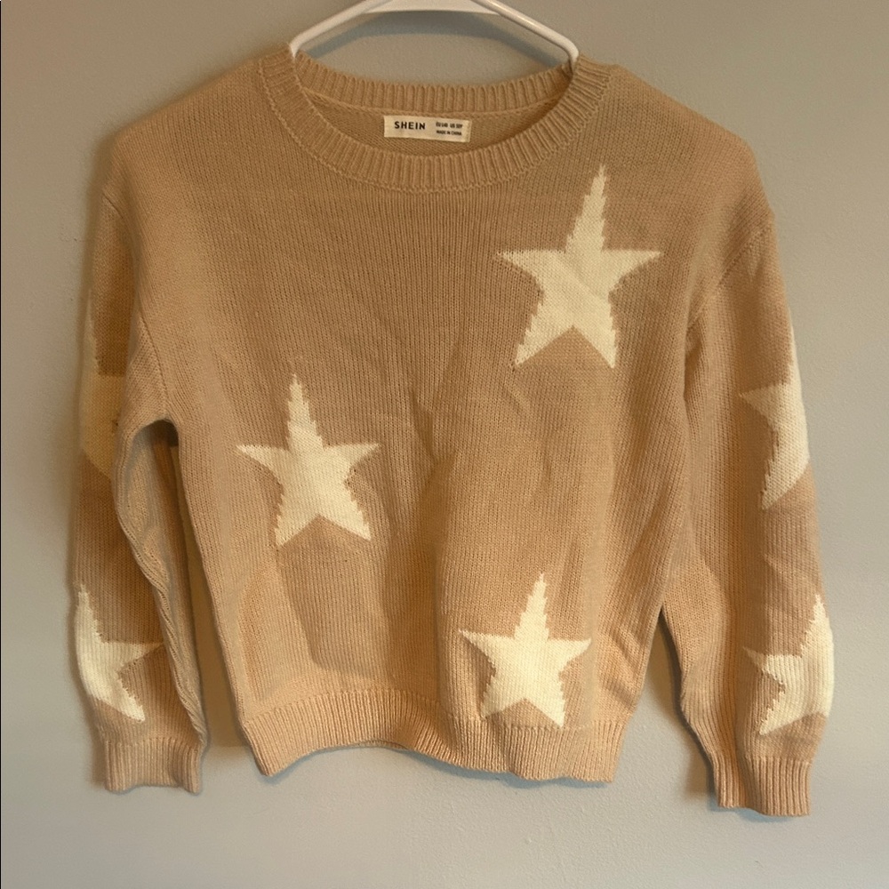 SHEIN Pink/Beige Star Pattern Sweater